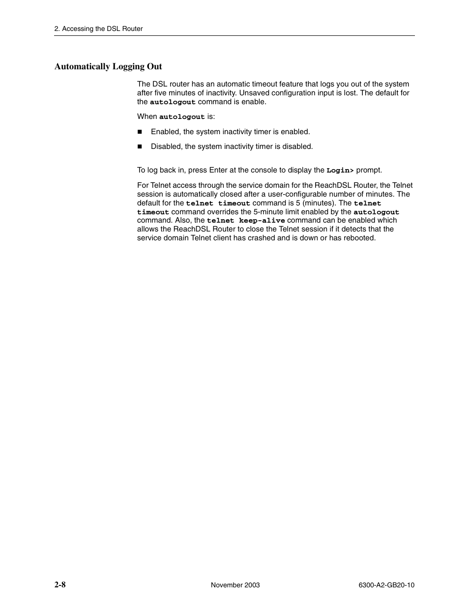 Automatically logging out | Paradyne 6342 User Manual | Page 26 / 146