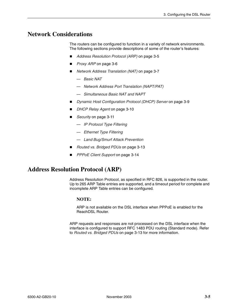 Network considerations, Address resolution protocol (arp) | Paradyne 6342 User Manual | Page 31 / 146