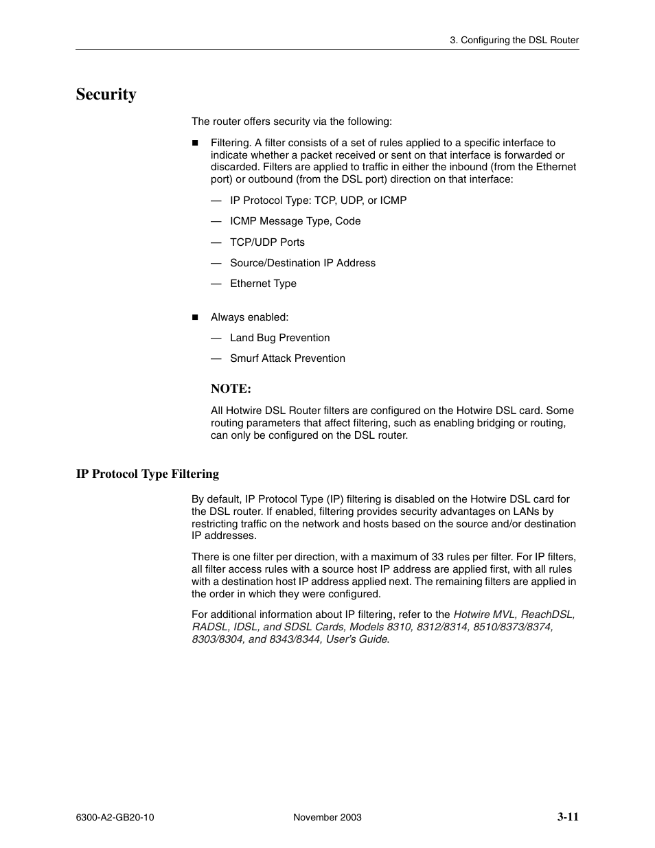 Security, Ip protocol type filtering | Paradyne 6342 User Manual | Page 37 / 146