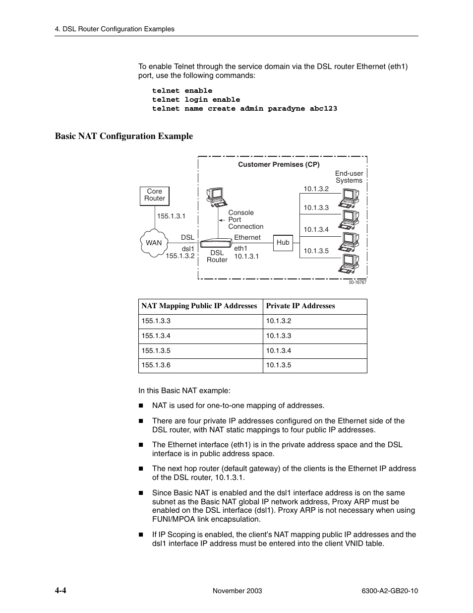 Basic nat configuration example | Paradyne 6342 User Manual | Page 46 / 146