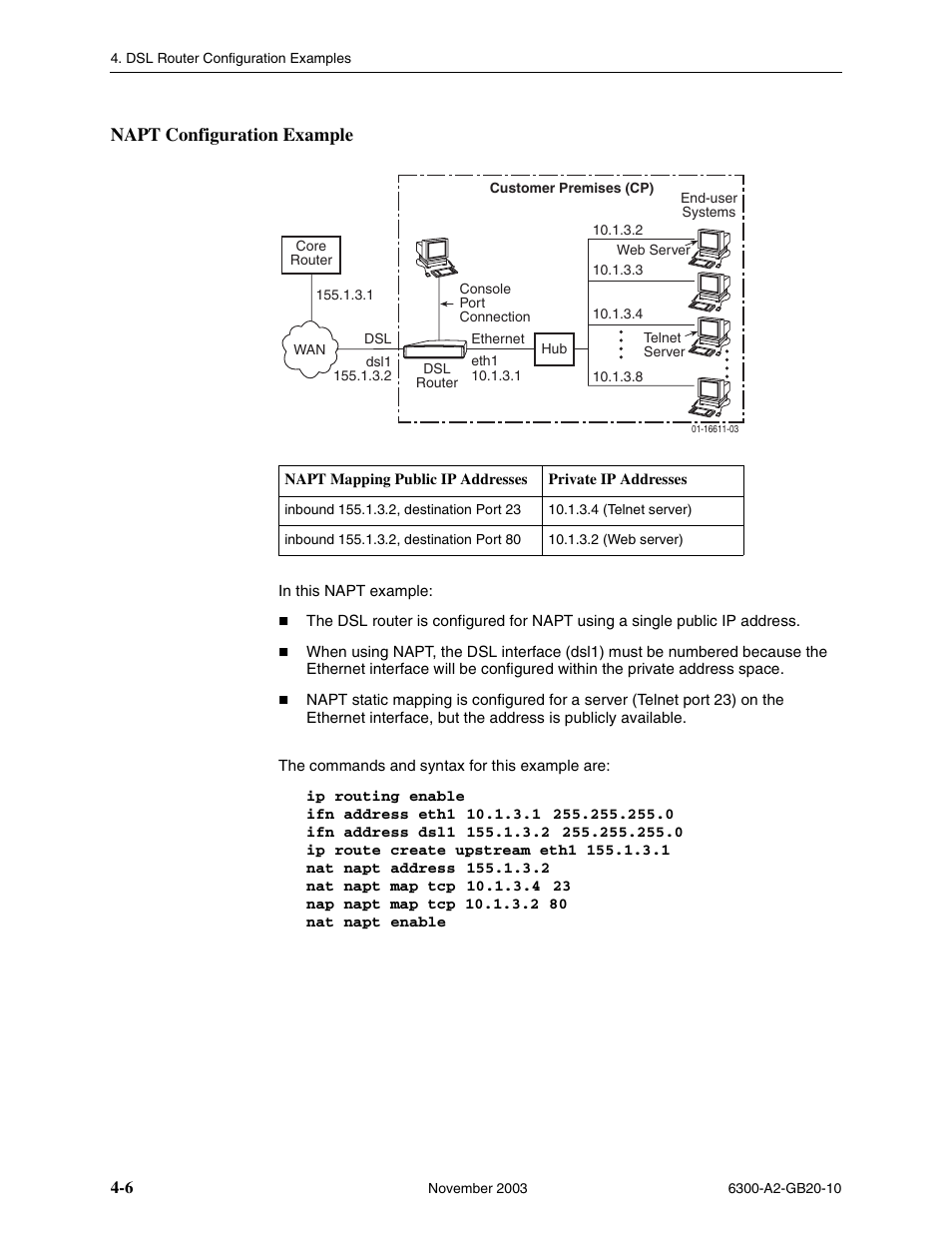 Napt configuration example | Paradyne 6342 User Manual | Page 48 / 146