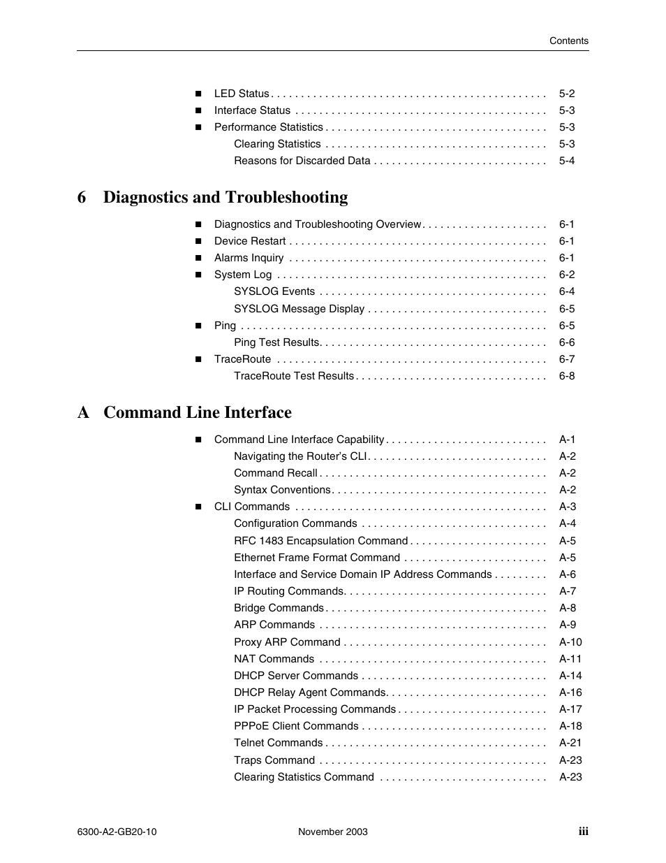 6diagnostics and troubleshooting, A command line interface | Paradyne 6342 User Manual | Page 5 / 146