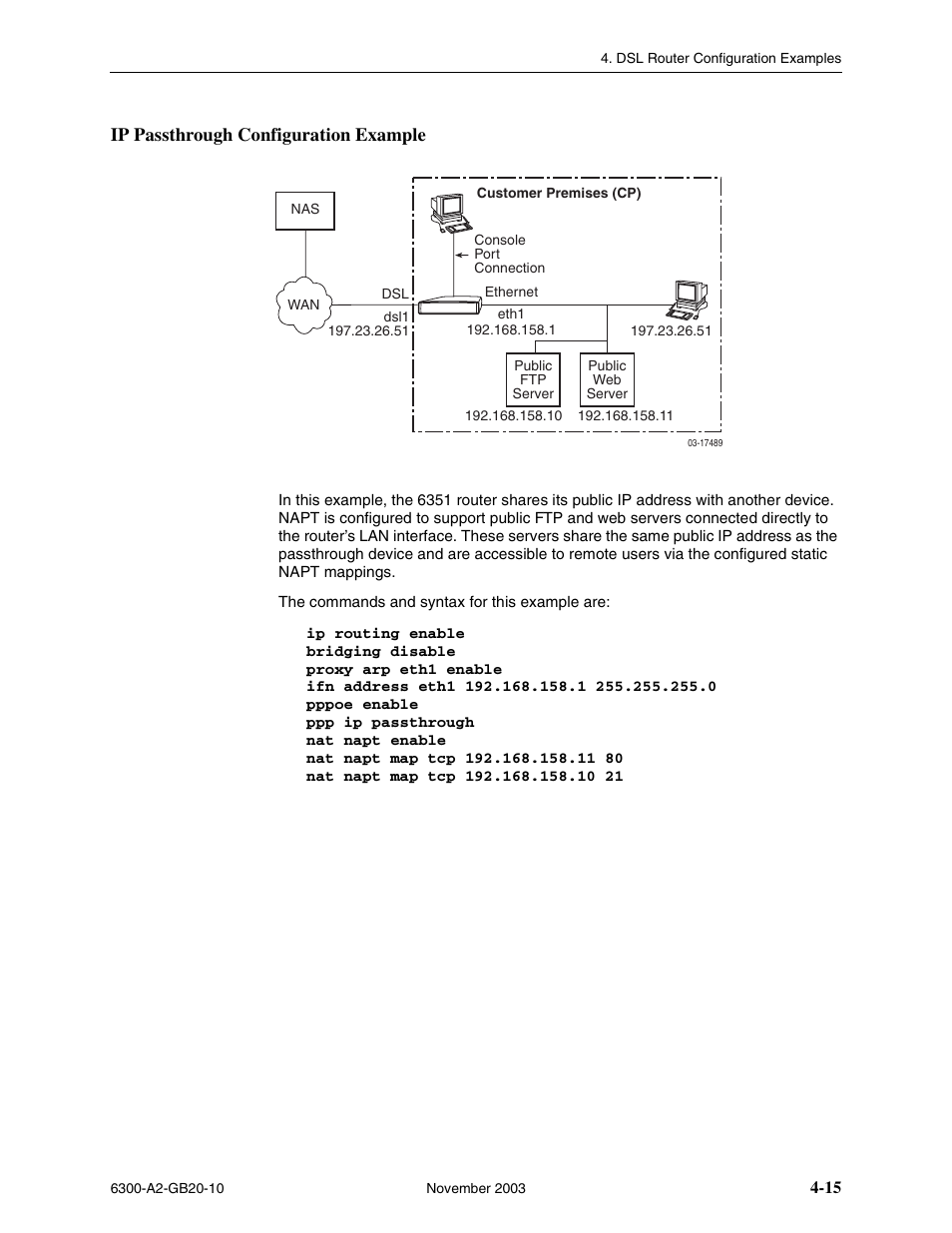 Ip passthrough configuration example | Paradyne 6342 User Manual | Page 57 / 146