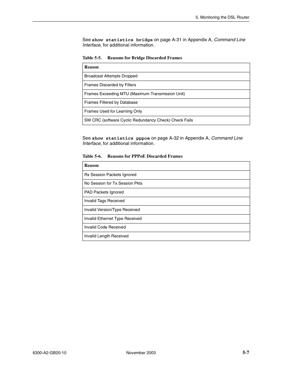 Table 5-5 | Paradyne 6342 User Manual | Page 65 / 146