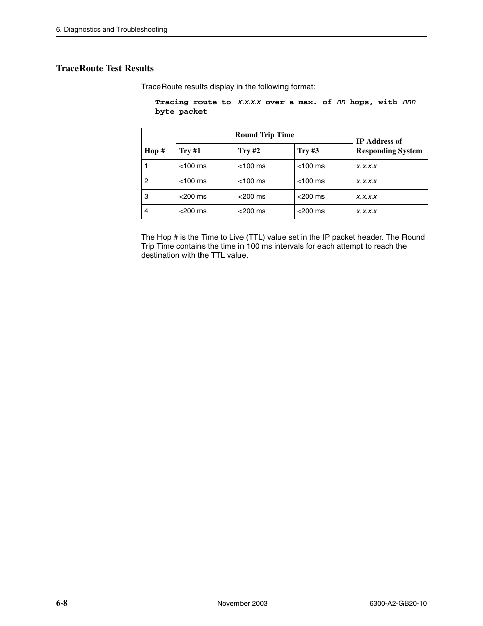 Traceroute test results | Paradyne 6342 User Manual | Page 74 / 146