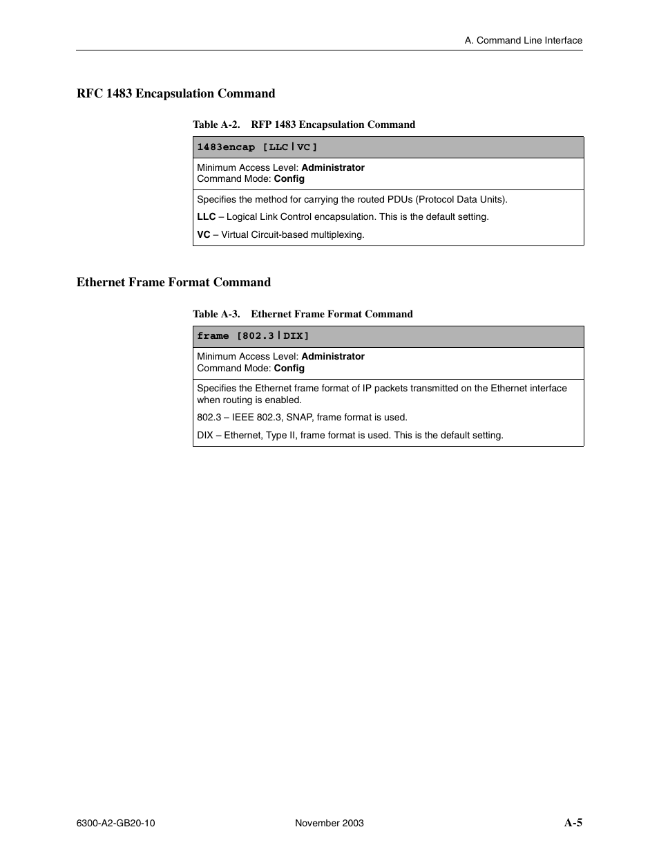 Rfc 1483 encapsulation command, Ethernet frame format command | Paradyne 6342 User Manual | Page 79 / 146