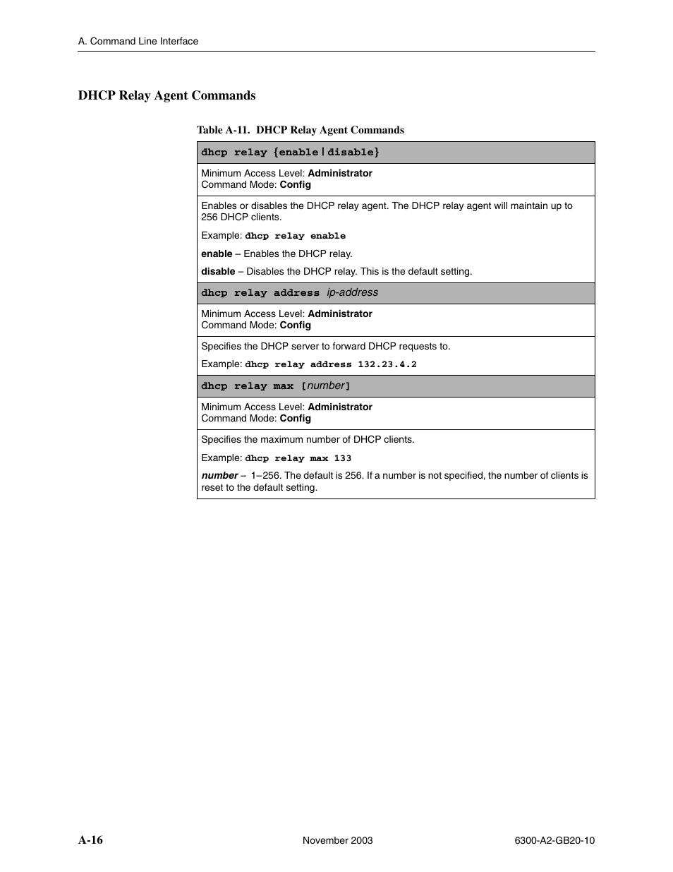 Dhcp relay agent commands, A-16 | Paradyne 6342 User Manual | Page 90 / 146