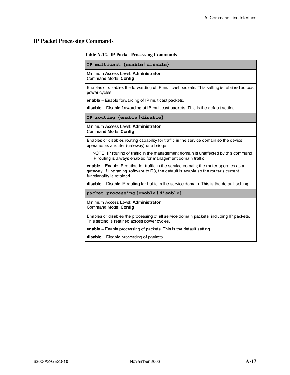 Ip packet processing commands, A-17 | Paradyne 6342 User Manual | Page 91 / 146