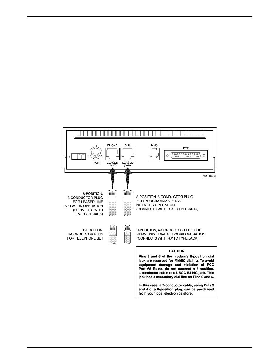 Dte connection, Model 3810 rear panel | Paradyne 3810 User Manual | Page 19 / 204