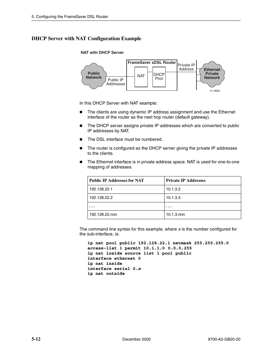 Dhcp server with nat configuration example | Paradyne 9788 User Manual | Page 116 / 340