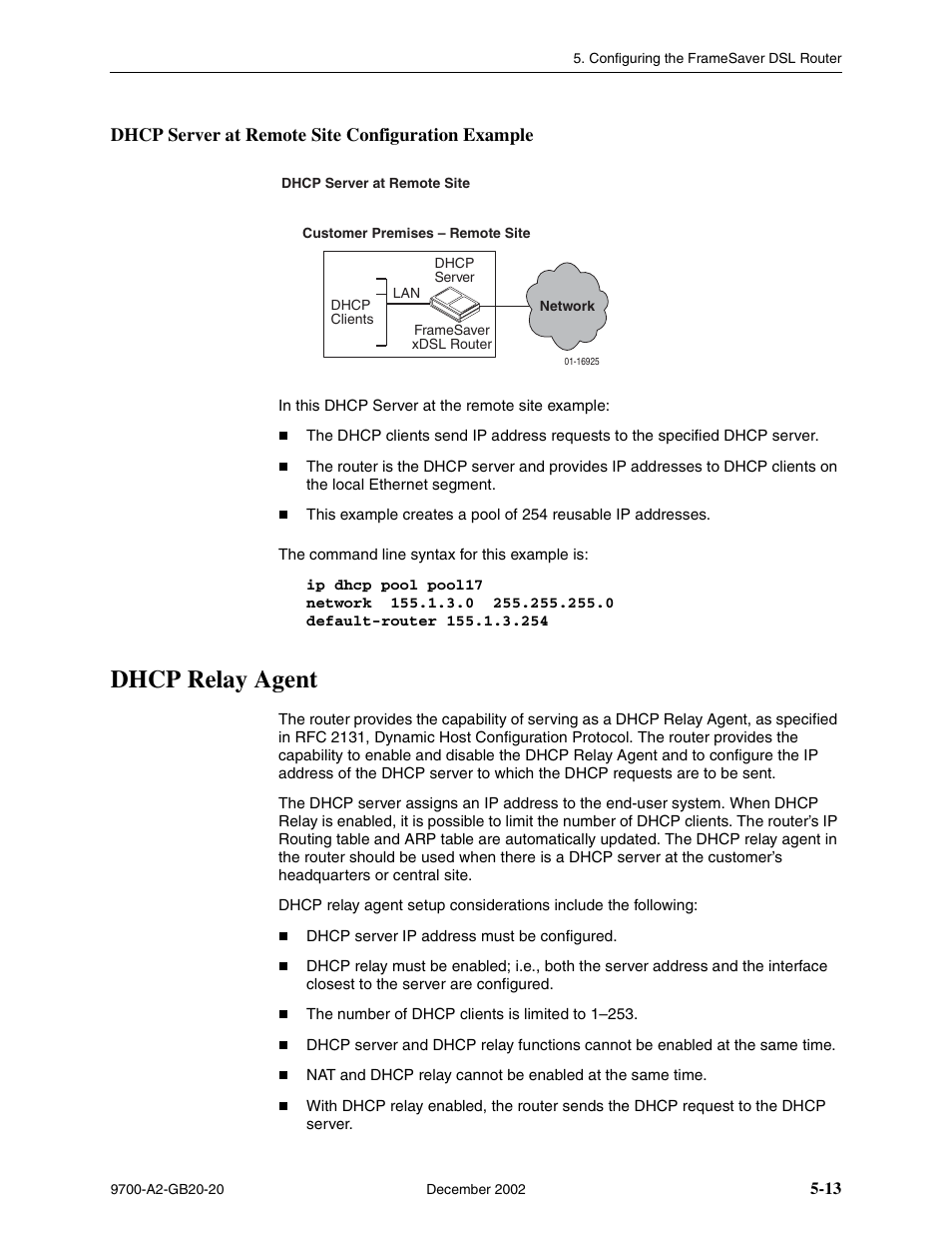Dhcp server at remote site configuration example, Dhcp relay agent | Paradyne 9788 User Manual | Page 117 / 340