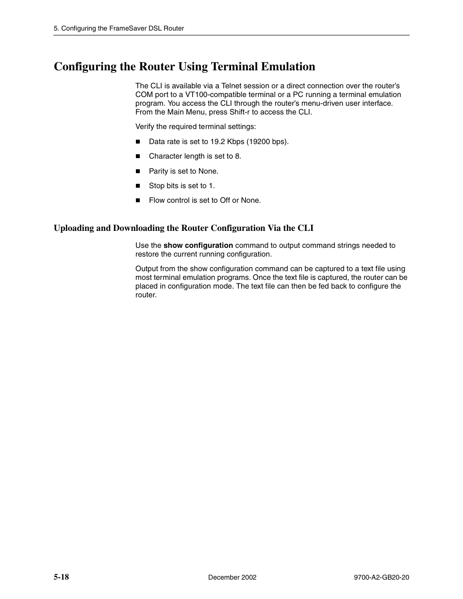 Configuring the router using terminal emulation | Paradyne 9788 User Manual | Page 122 / 340