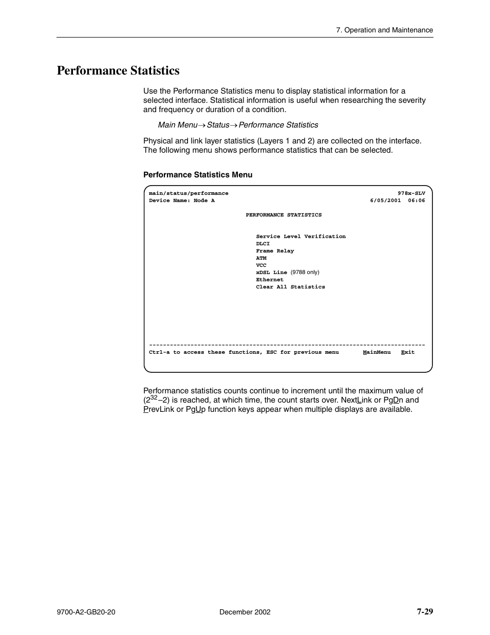 Performance statistics | Paradyne 9788 User Manual | Page 165 / 340