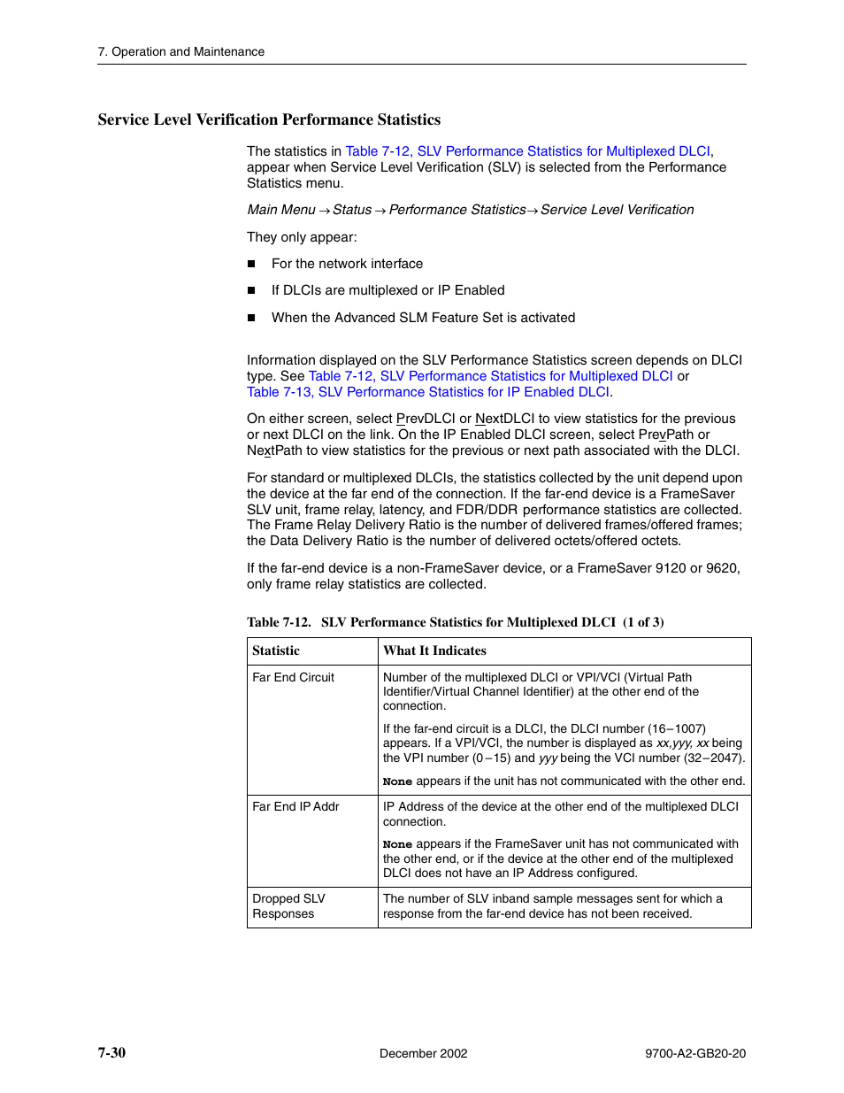 Service level verification performance statistics | Paradyne 9788 User Manual | Page 166 / 340