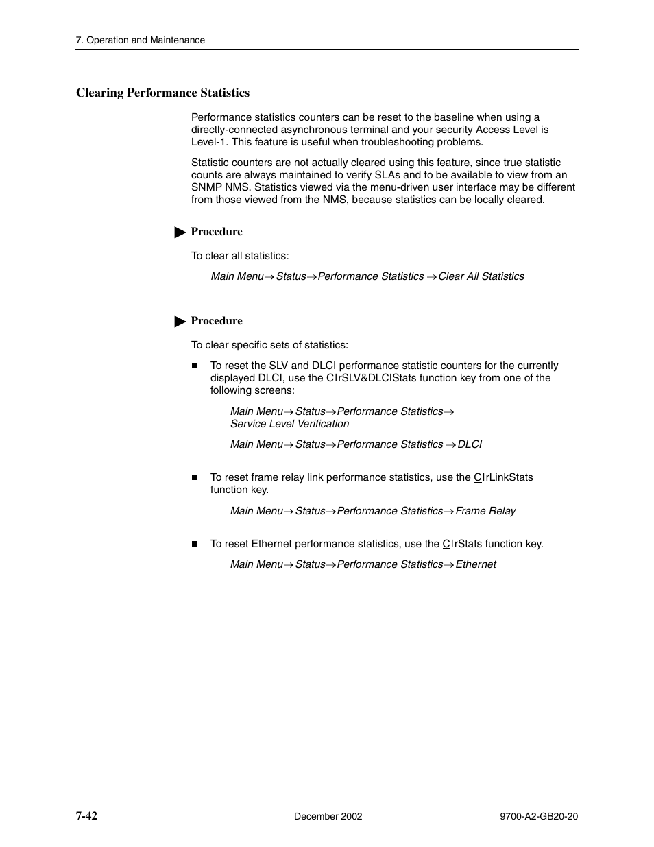 Clearing performance statistics | Paradyne 9788 User Manual | Page 178 / 340