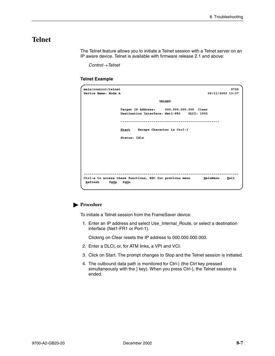 Telnet | Paradyne 9788 User Manual | Page 191 / 340