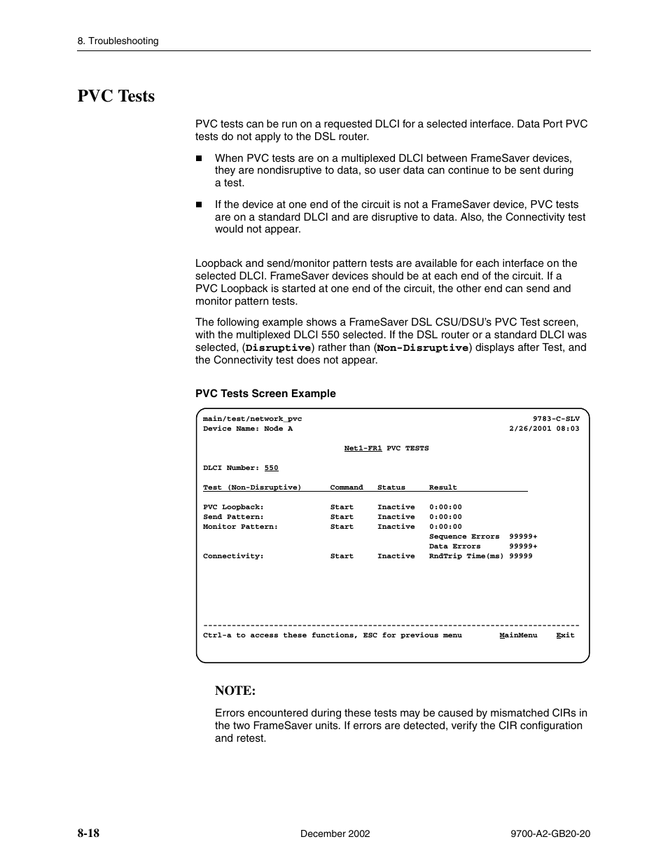 Pvc tests | Paradyne 9788 User Manual | Page 202 / 340