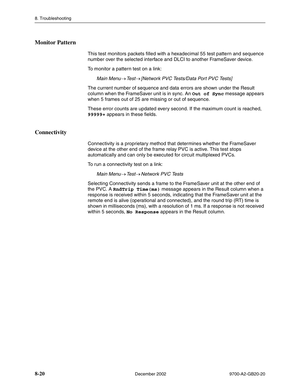 Monitor pattern, Connectivity | Paradyne 9788 User Manual | Page 204 / 340