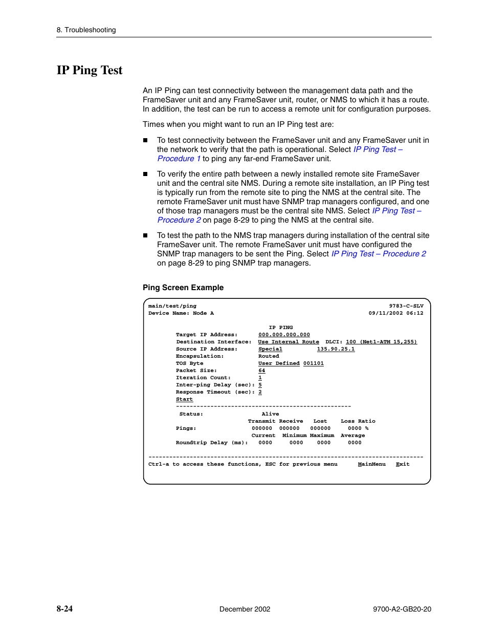 Ip ping test | Paradyne 9788 User Manual | Page 208 / 340