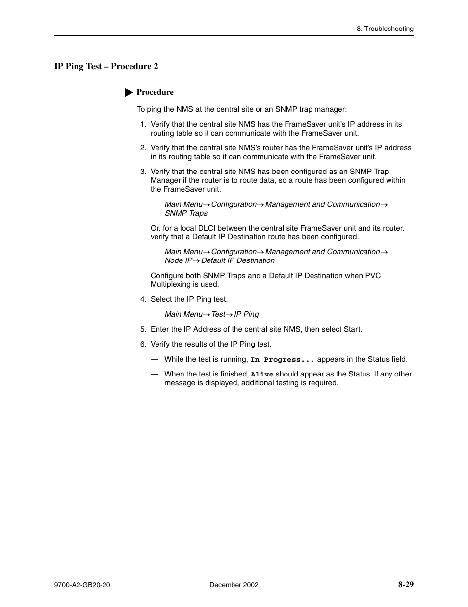 Ip ping test – procedure 2, Ip ping test, Procedure 2 | Paradyne 9788 User Manual | Page 213 / 340