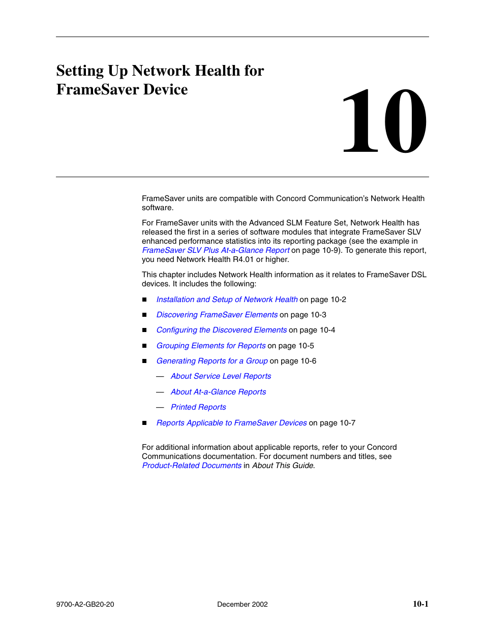Setting up network health for framesaver device, 10 setting up network health for framesaver device, Chapter 10 | Setting up, Network health for framesaver device | Paradyne 9788 User Manual | Page 225 / 340