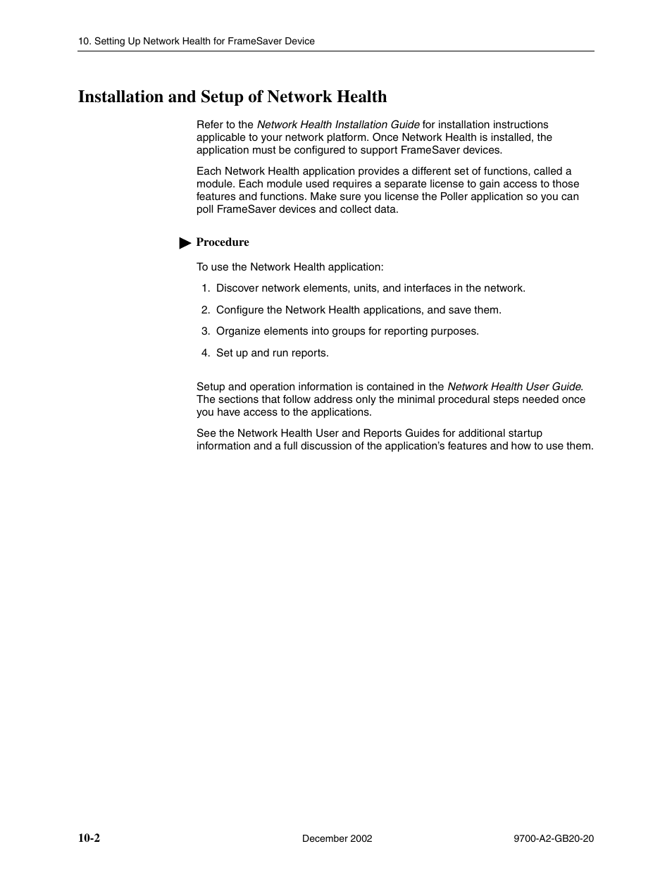 Installation and setup of network health | Paradyne 9788 User Manual | Page 226 / 340