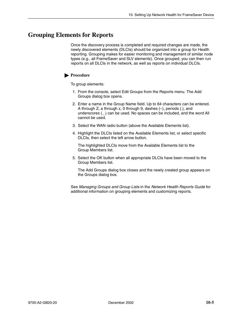 Grouping elements for reports | Paradyne 9788 User Manual | Page 229 / 340