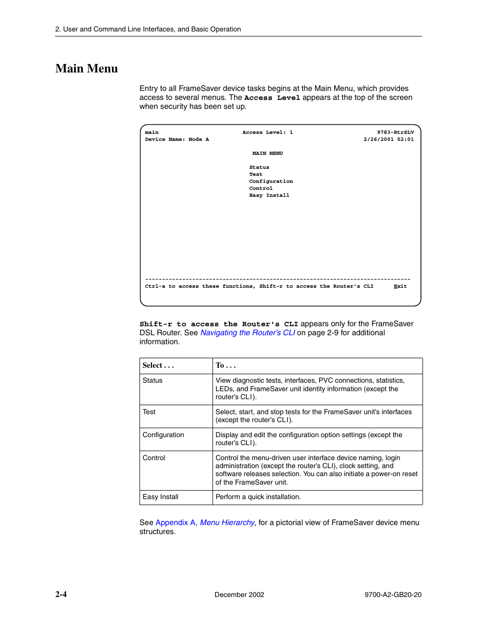 Main menu | Paradyne 9788 User Manual | Page 28 / 340
