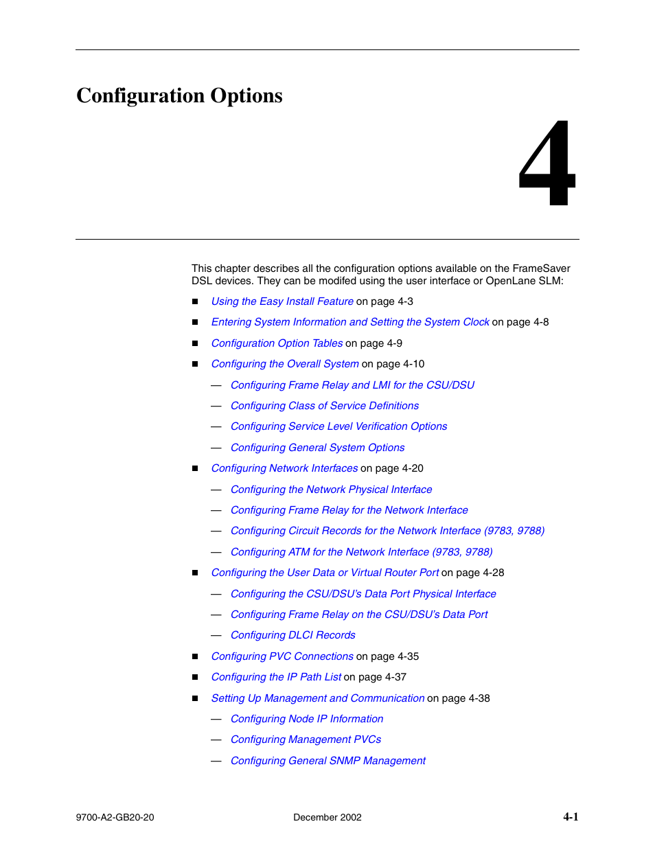 Configuration options, Chapter 4, Configuration | Options | Paradyne 9788 User Manual | Page 41 / 340