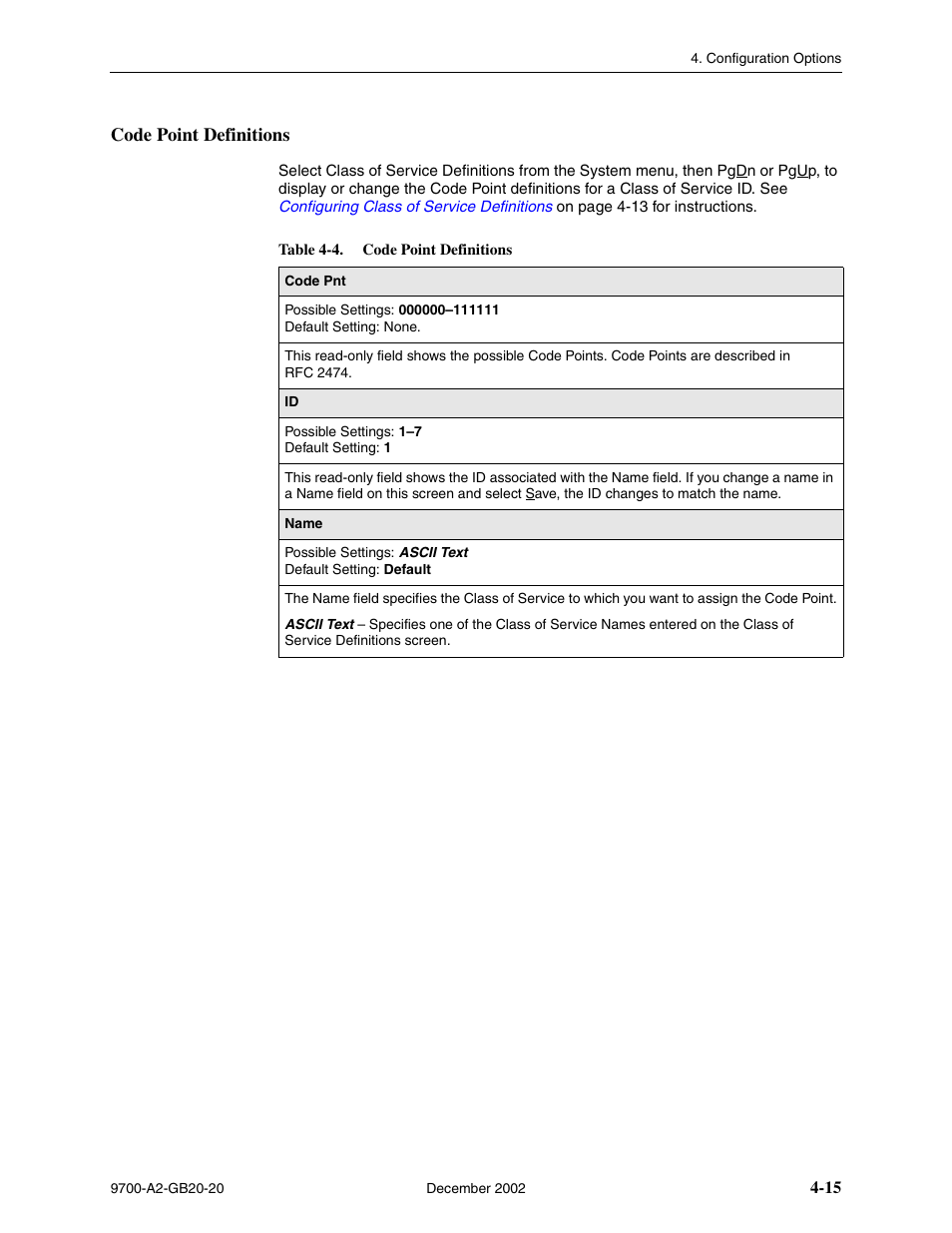 Code point definitions | Paradyne 9788 User Manual | Page 55 / 340
