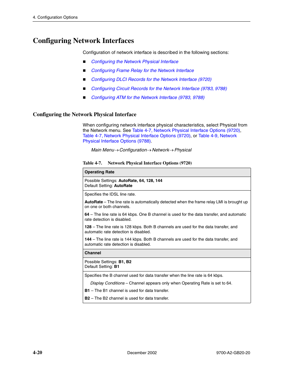 Configuring network interfaces, Configuring the network physical interface | Paradyne 9788 User Manual | Page 60 / 340