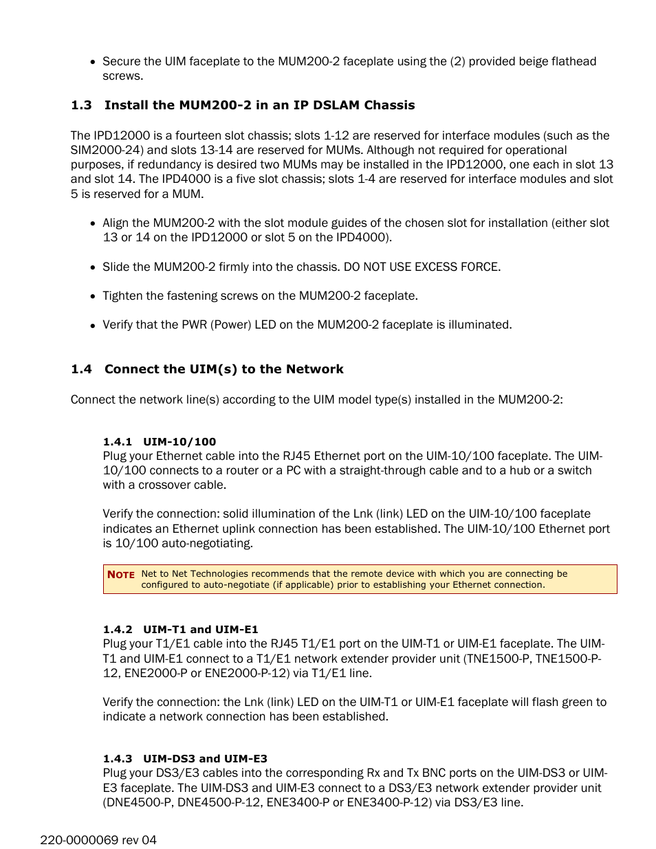 Paradyne IP DSLAM Multiplexer Module MUM200-2 User Manual | Page 2 / 4