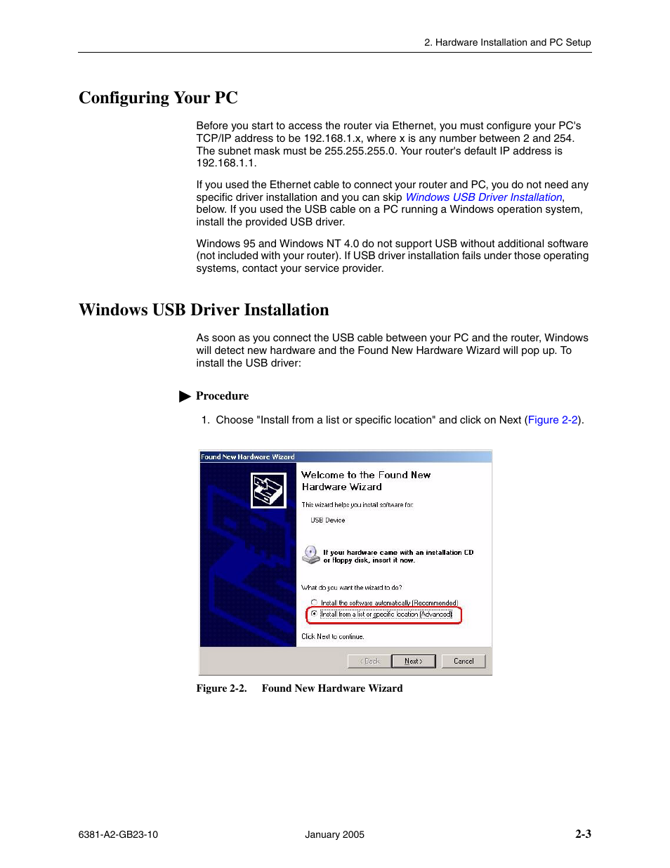 Configuring your pc, Windows usb driver installation | Paradyne 6381-A3 User Manual | Page 19 / 78