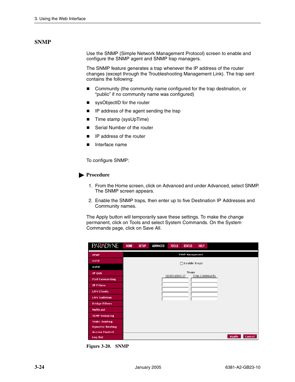 Snmp | Paradyne 6381-A3 User Manual | Page 52 / 78