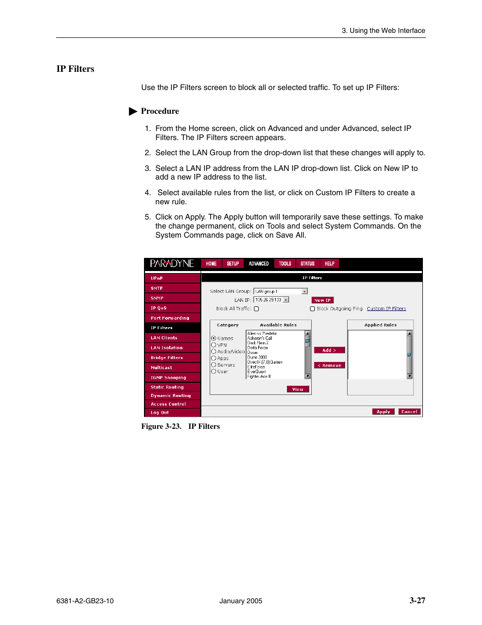 Ip filters | Paradyne 6381-A3 User Manual | Page 55 / 78
