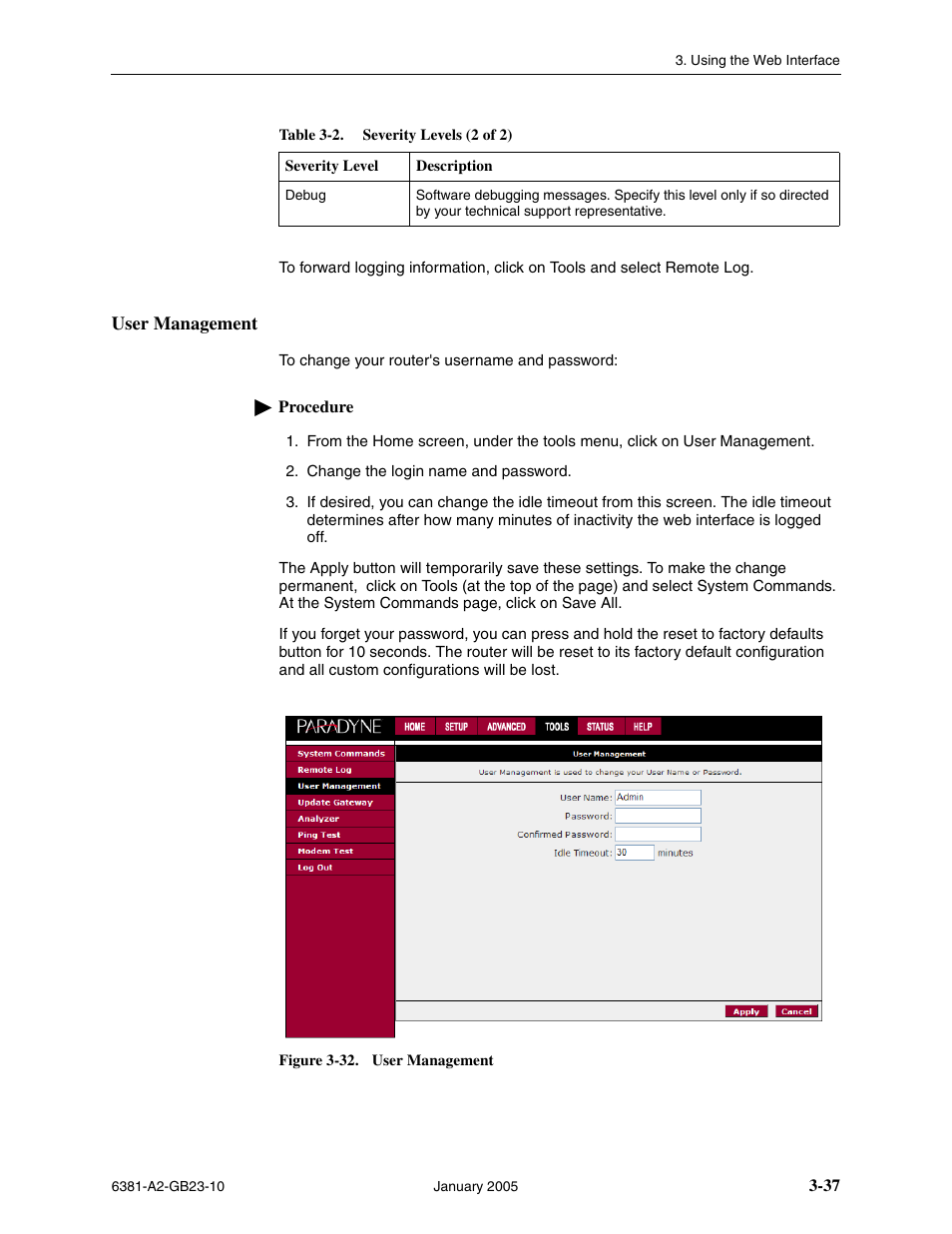 User management | Paradyne 6381-A3 User Manual | Page 65 / 78