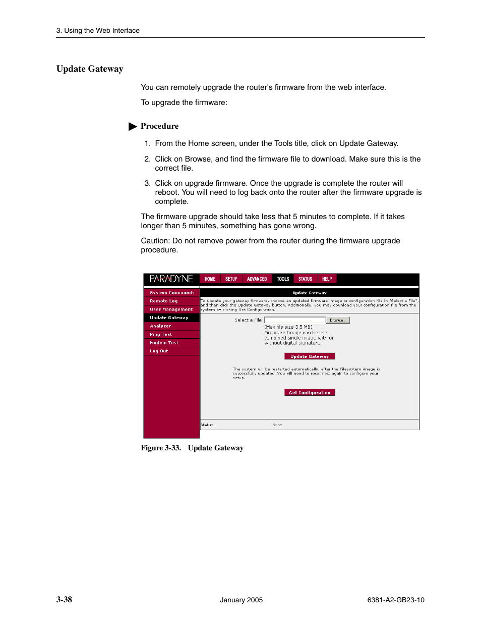 Update gateway | Paradyne 6381-A3 User Manual | Page 66 / 78