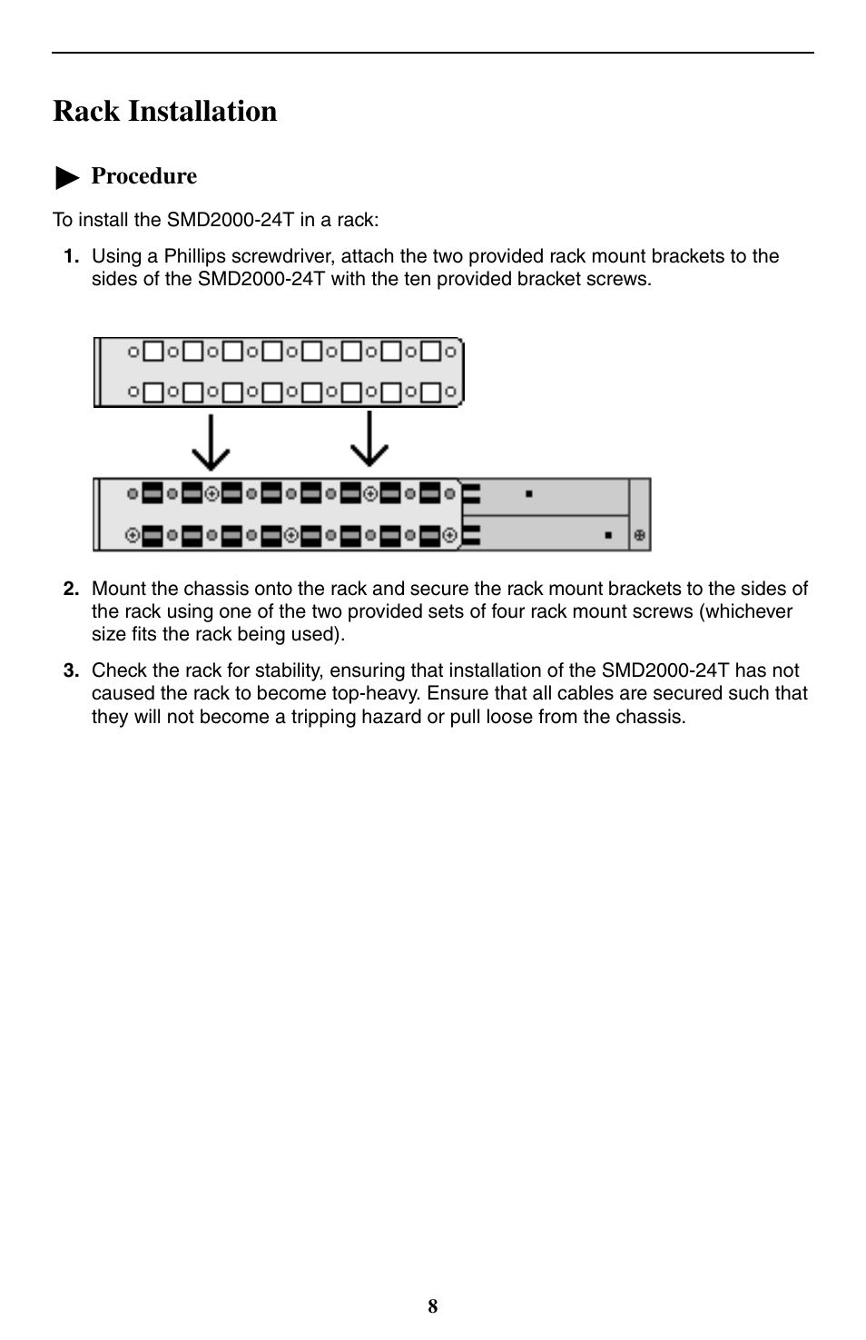 Rack installation | Paradyne 24-Port SHDSL Mini DSLAM SMD2000-24T User Manual | Page 8 / 32