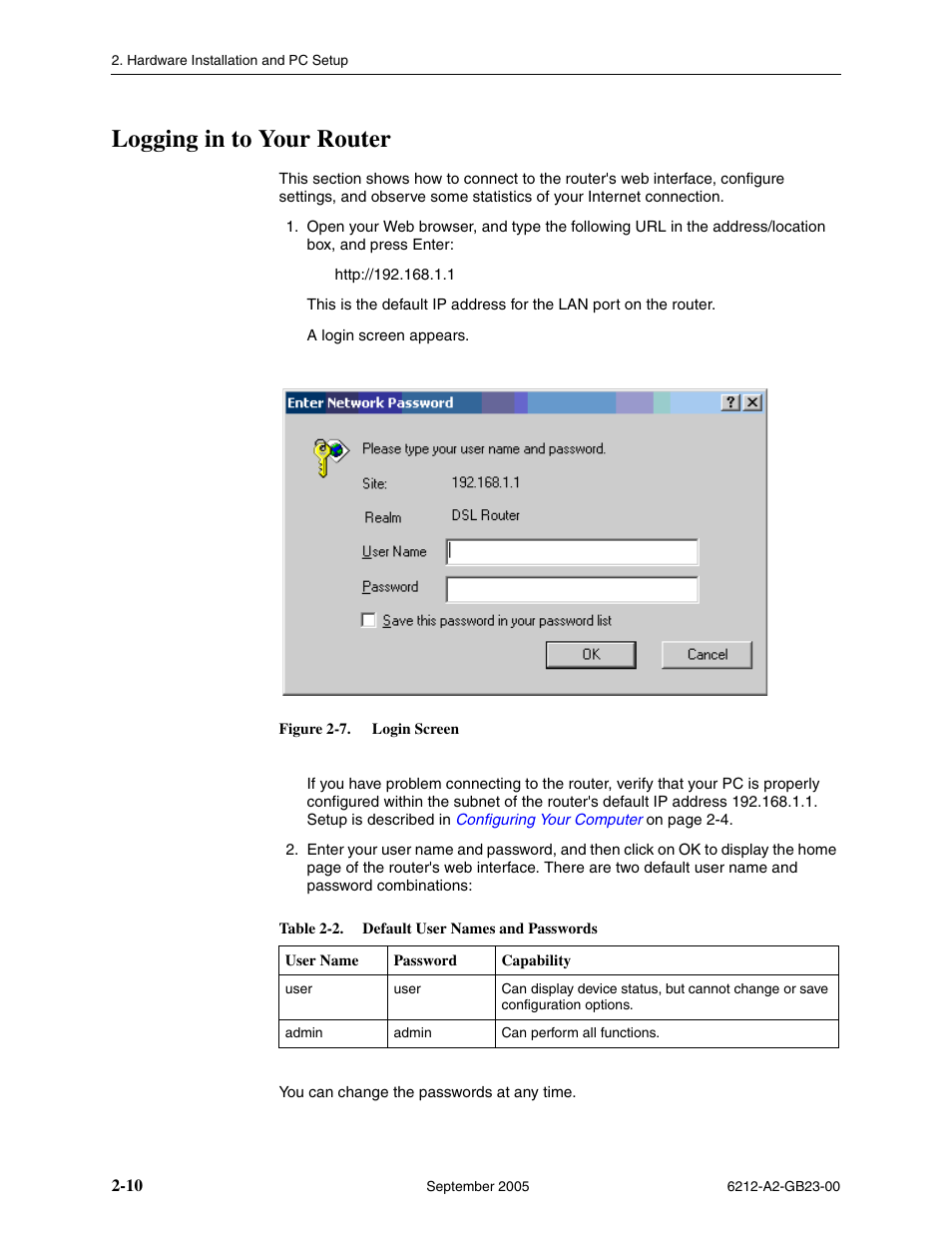 Logging in to your router | Paradyne 6212-I1 User Manual | Page 26 / 86