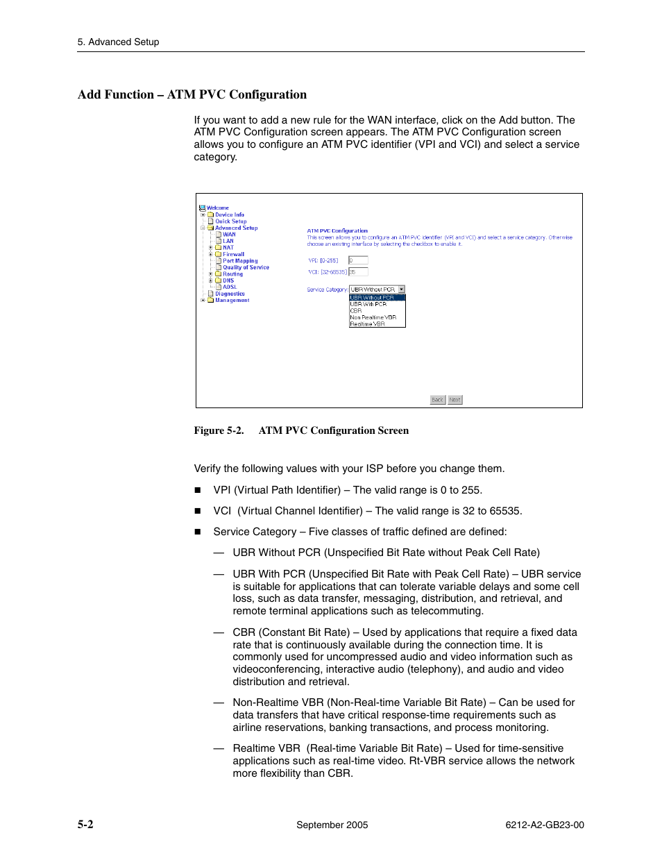 Add function - atm pvc configuration, Add function – atm pvc configuration | Paradyne 6212-I1 User Manual | Page 42 / 86