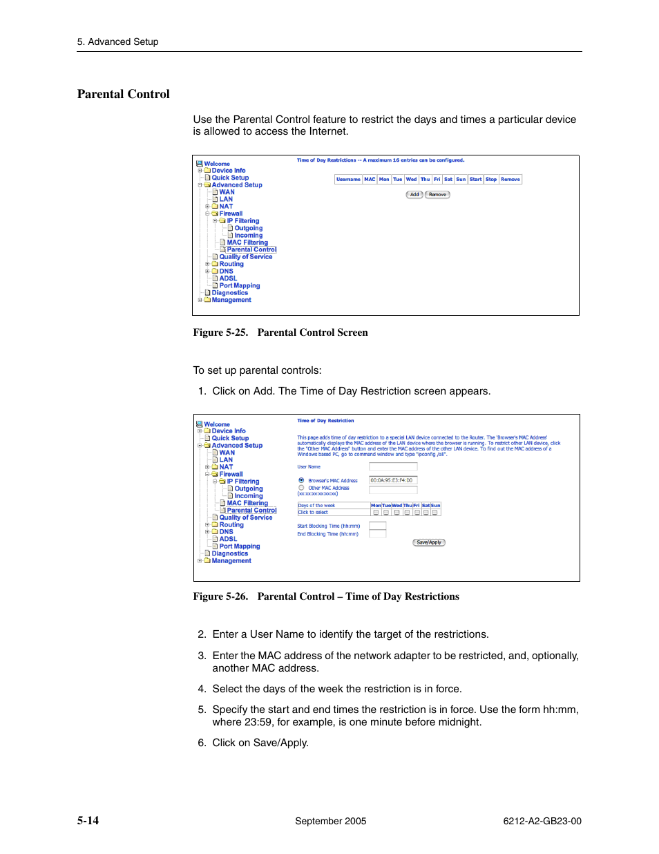Parental control | Paradyne 6212-I1 User Manual | Page 54 / 86