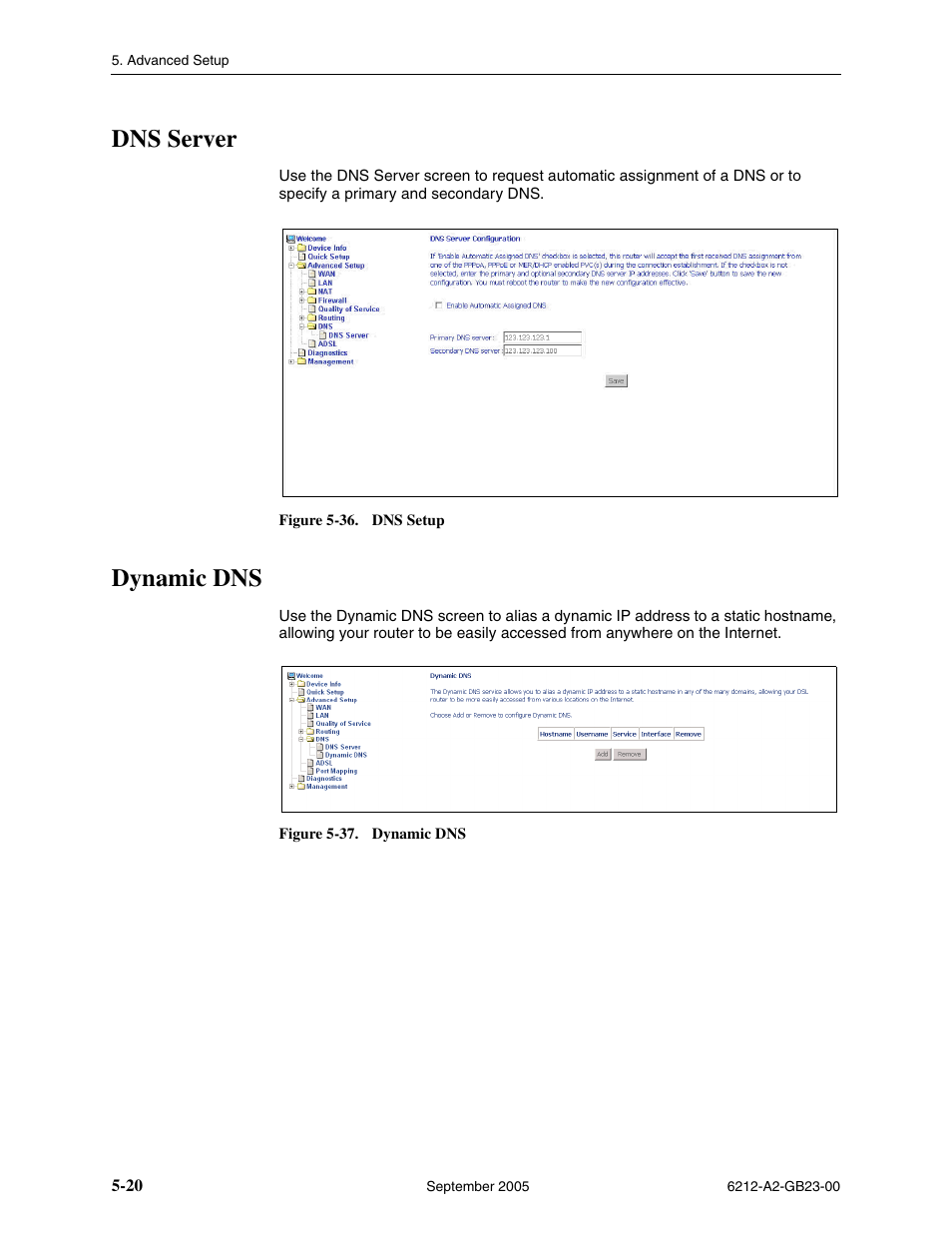 Dns server, Dynamic dns | Paradyne 6212-I1 User Manual | Page 60 / 86