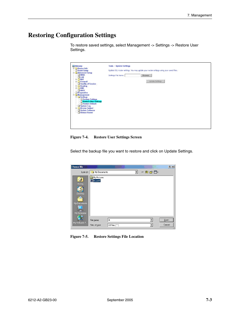 Restoring configuration settings | Paradyne 6212-I1 User Manual | Page 69 / 86