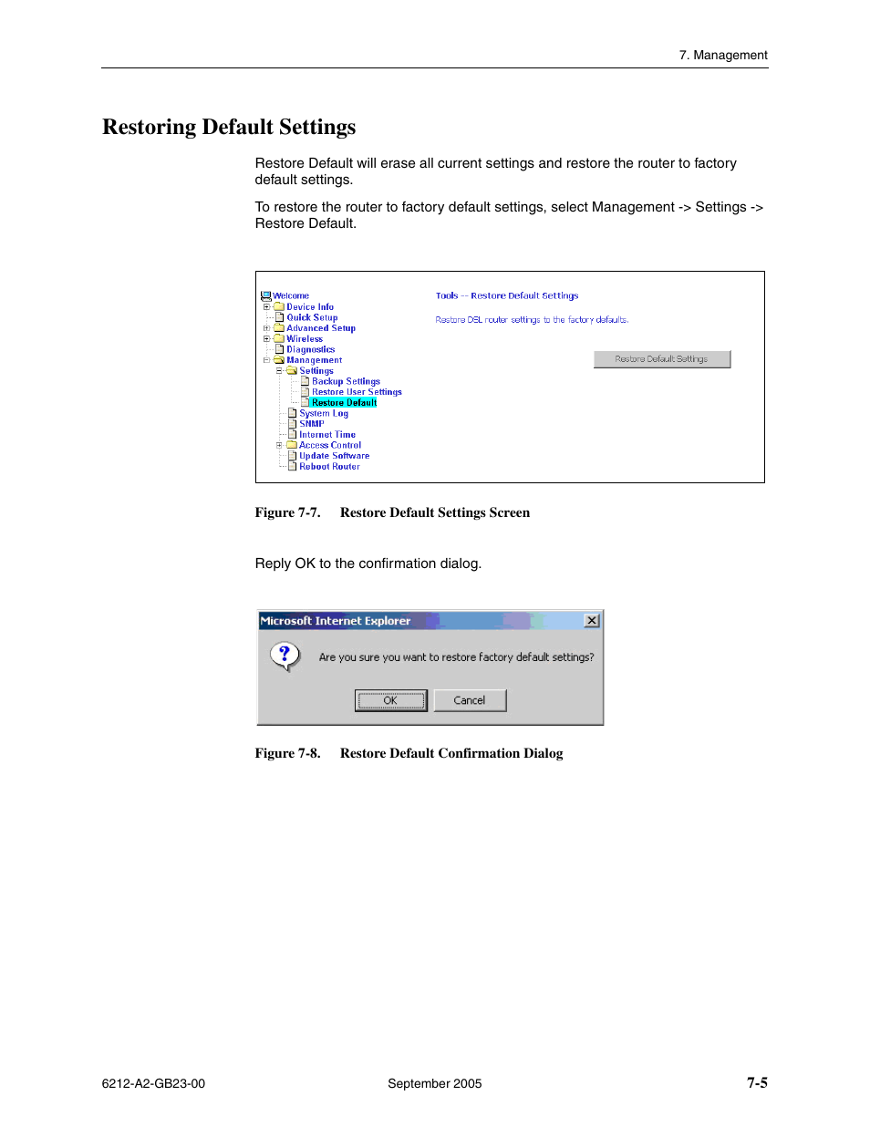 Restoring default settings | Paradyne 6212-I1 User Manual | Page 71 / 86