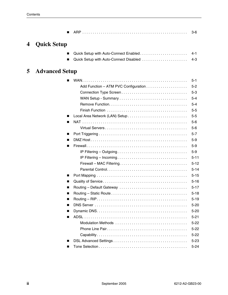 4quick setup, 5advanced setup | Paradyne 6212-I1 User Manual | Page 8 / 86