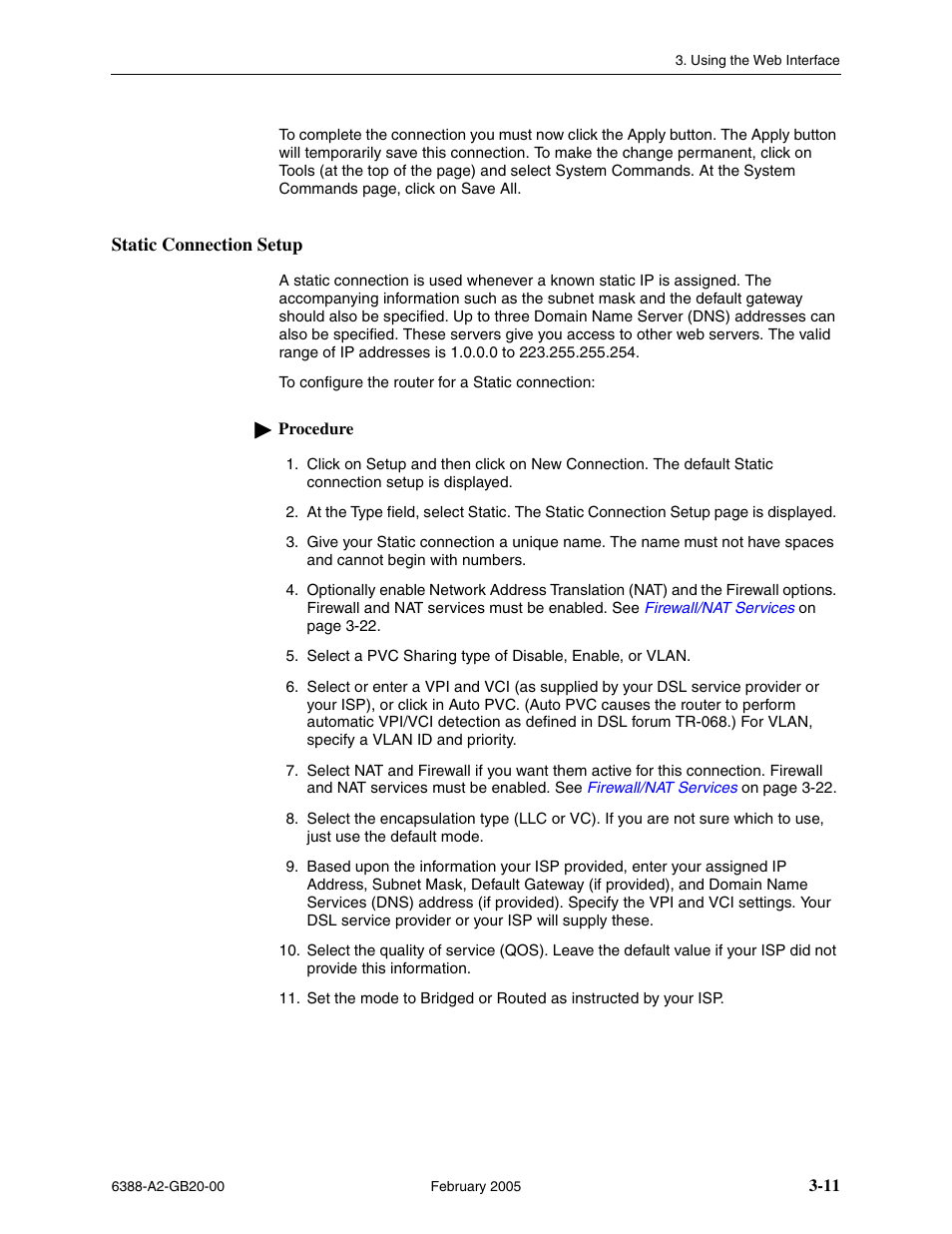 Static connection setup | Paradyne 6388 User Manual | Page 35 / 86