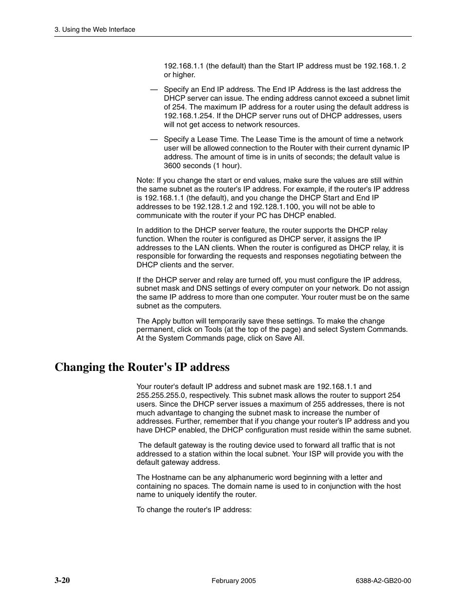 Changing the router's ip address | Paradyne 6388 User Manual | Page 44 / 86