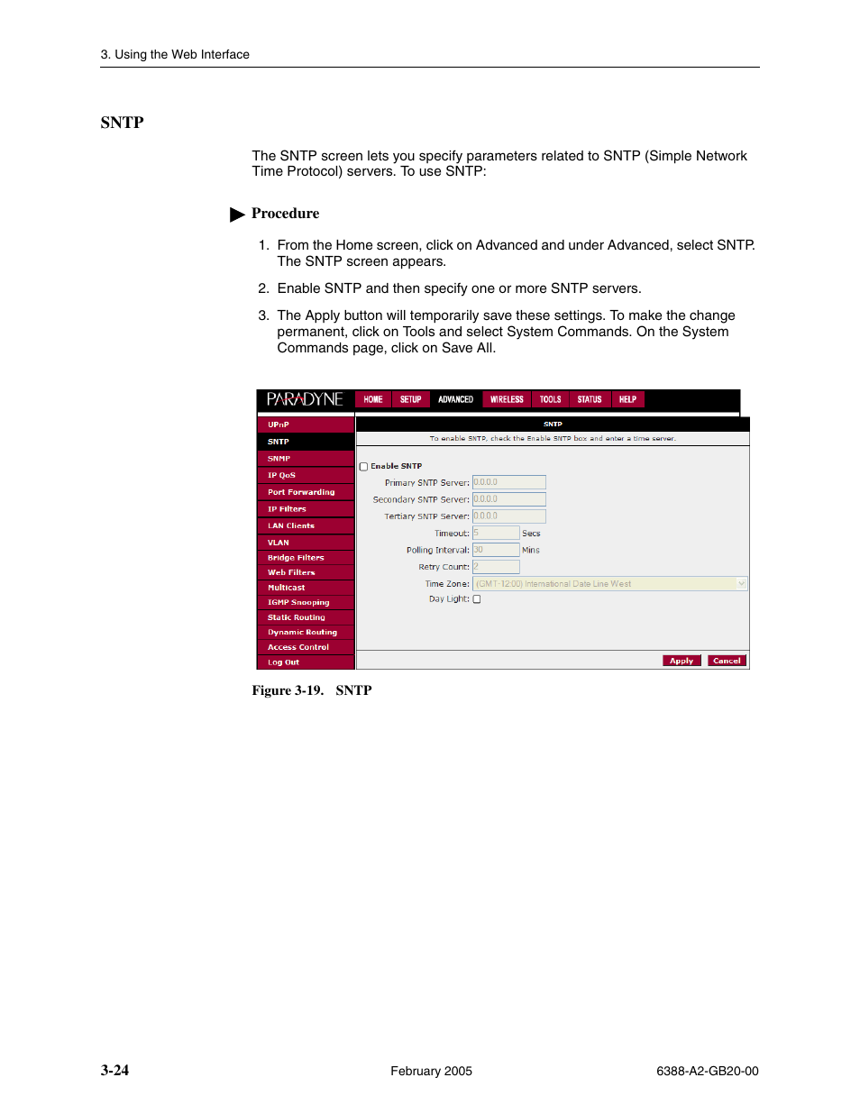 Sntp | Paradyne 6388 User Manual | Page 48 / 86