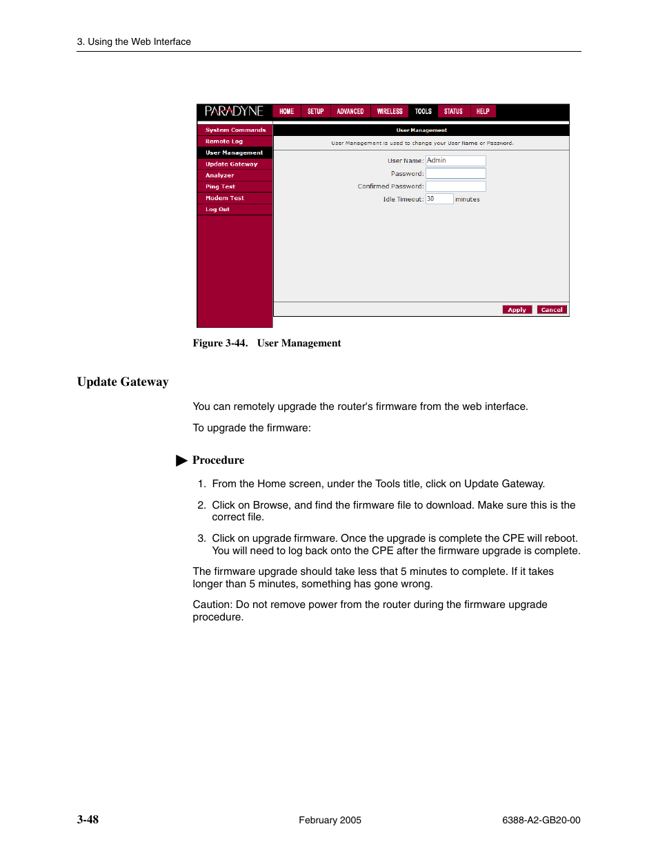 Update gateway | Paradyne 6388 User Manual | Page 72 / 86