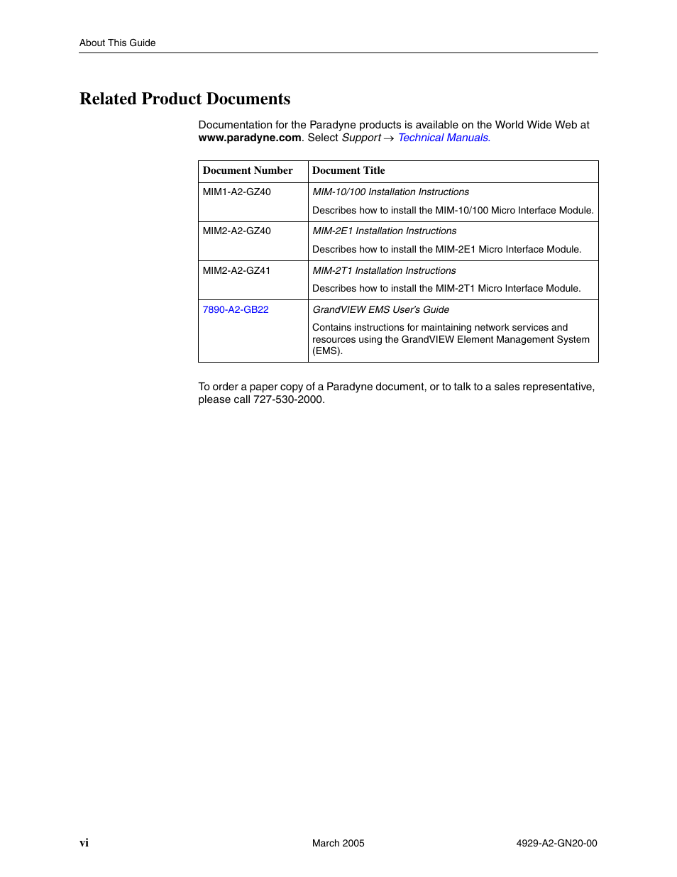 Related product documents | Paradyne 4929 DSLAM User Manual | Page 12 / 94